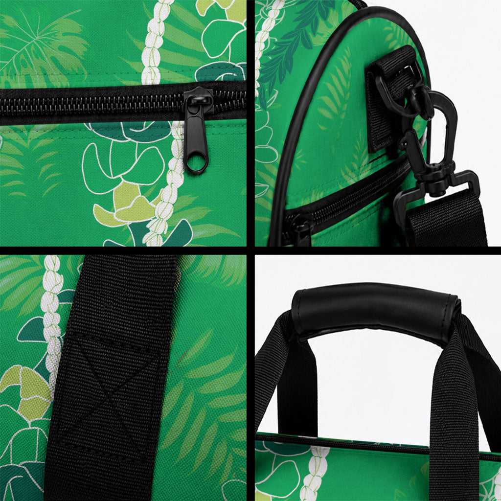 Hawaii Maile Lei Duffle Bag With Green Monstera Pattern