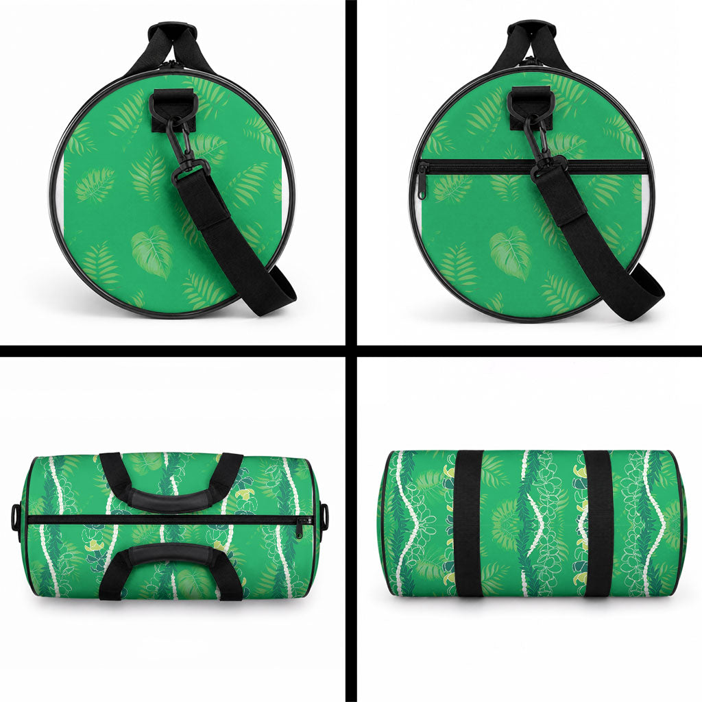 Hawaii Maile Lei Duffle Bag With Green Monstera Pattern