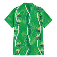Hawaii Maile Lei Family Matching Mermaid Dress and Hawaiian Shirt With Green Monstera Pattern