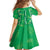 Hawaii Maile Lei Family Matching Off The Shoulder Long Sleeve Dress and Hawaiian Shirt With Green Monstera Pattern