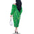 Hawaii Maile Lei Family Matching Off The Shoulder Long Sleeve Dress and Hawaiian Shirt With Green Monstera Pattern