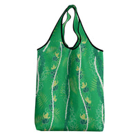 Hawaii Maile Lei Grocery Bag With Green Monstera Pattern
