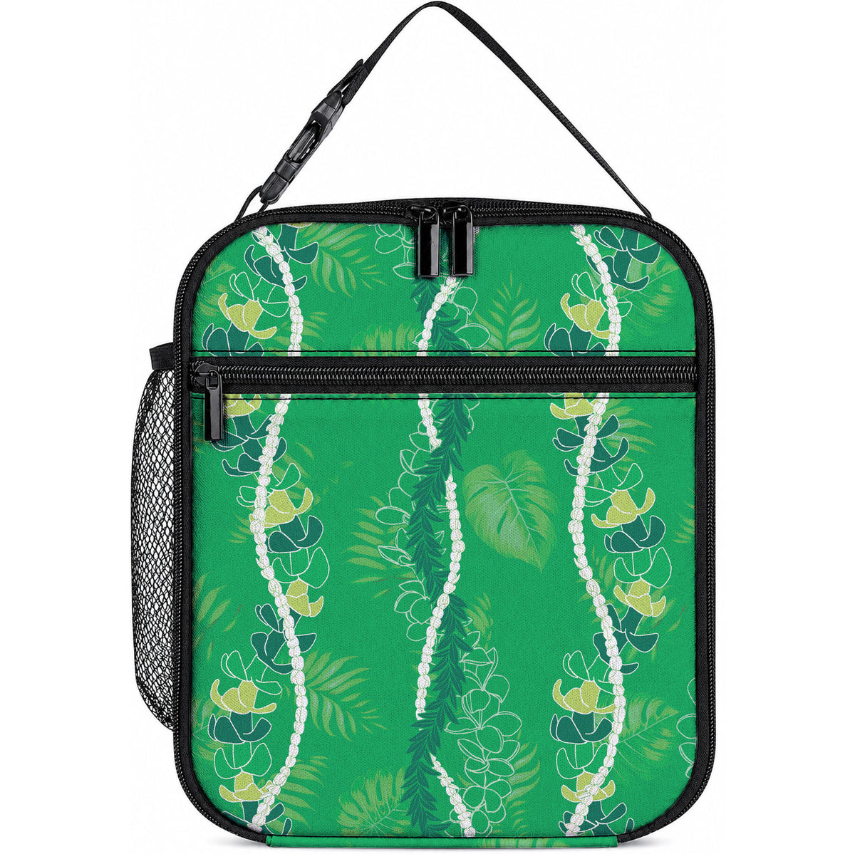 Hawaii Maile Lei Lunch Bag With Green Monstera Pattern LT05 10.2 × 8.3 × 4.3 inch Green - Polynesian Pride