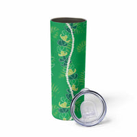 Hawaii Maile Lei Skinny Tumbler With Green Monstera Pattern