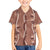 Hawaii Maile Lei Family Matching Off The Shoulder Long Sleeve Dress and Hawaiian Shirt With Brown Monstera Pattern