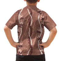 Hawaii Maile Lei Family Matching Off Shoulder Maxi Dress and Hawaiian Shirt With Brown Monstera Pattern