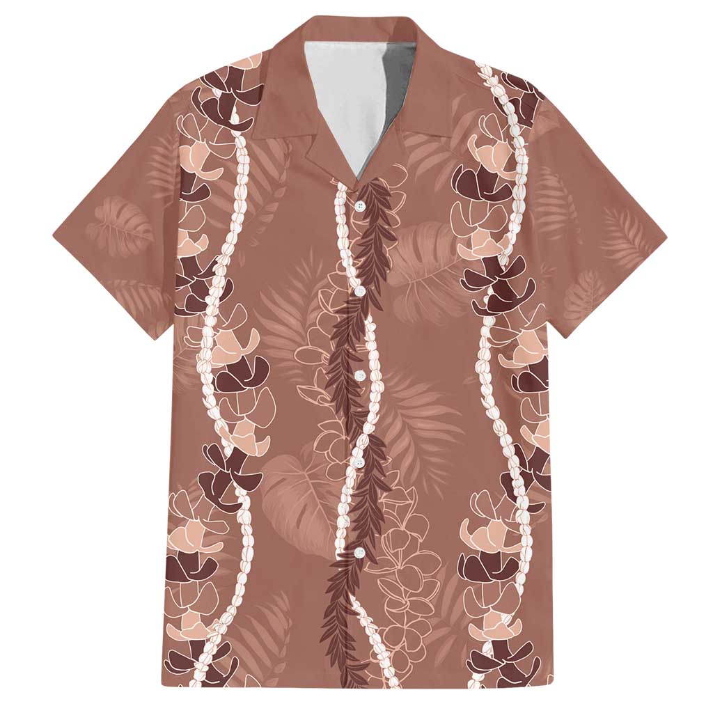 Hawaii Maile Lei Family Matching Off Shoulder Maxi Dress and Hawaiian Shirt With Brown Monstera Pattern