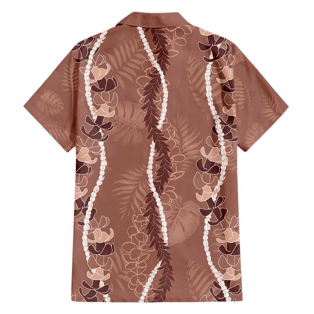 Hawaii Maile Lei Hawaiian Shirt With Brown Monstera Pattern