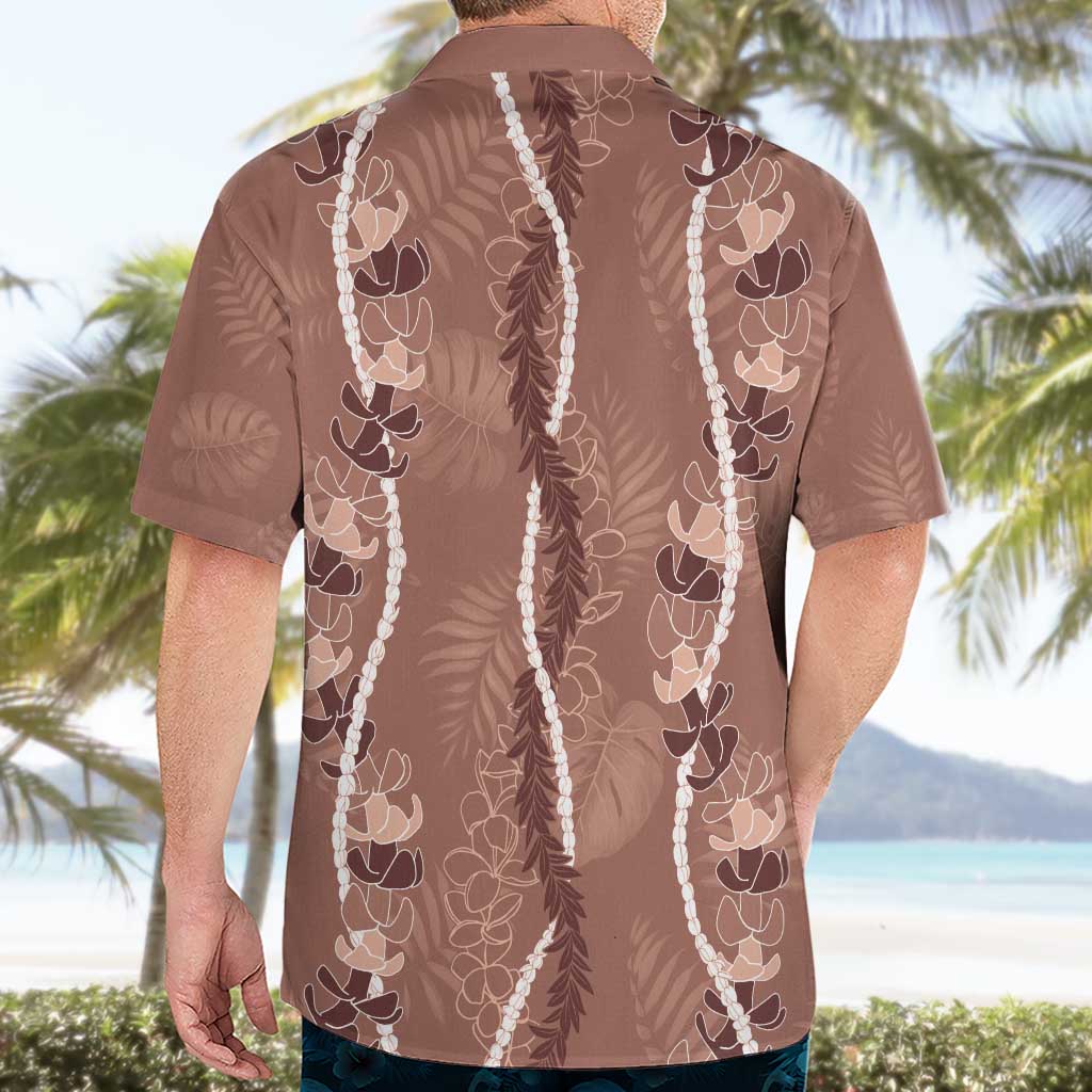 Hawaii Maile Lei Hawaiian Shirt With Brown Monstera Pattern