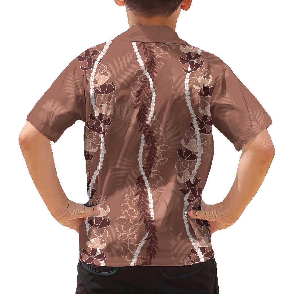 Hawaii Maile Lei Hawaiian Shirt With Brown Monstera Pattern