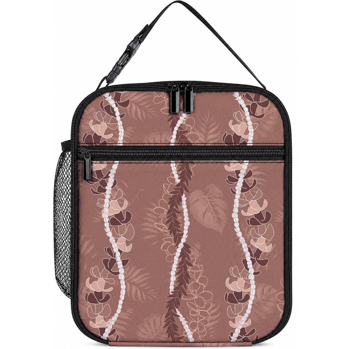 Hawaii Maile Lei Lunch Bag With Brown Monstera Pattern
