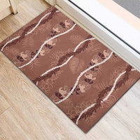 Hawaii Maile Lei Rubber Doormat With Brown Monstera Pattern