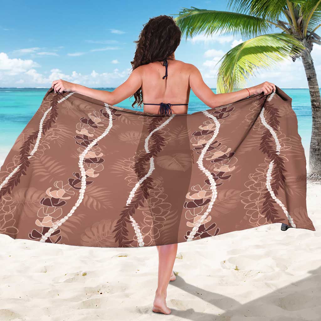 Hawaii Maile Lei Sarong With Brown Monstera Pattern