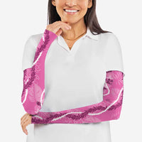 Hawaii Maile Lei Arm Sleeves With Pink Monstera Pattern - Polynesian Pride