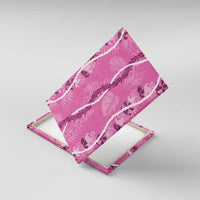 Hawaii Maile Lei Canvas Wall Art With Pink Monstera Pattern
