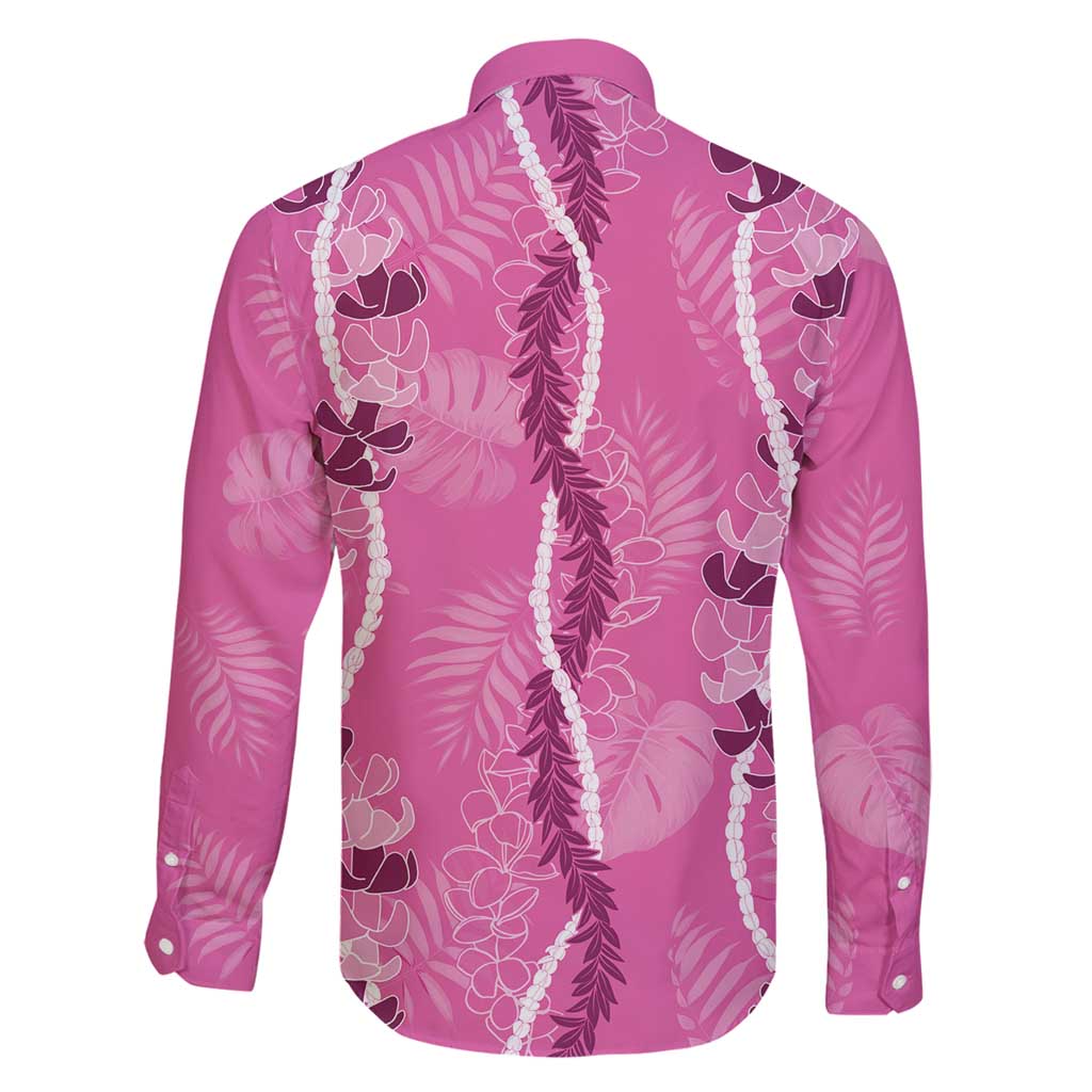 Hawaii Maile Lei Family Matching Mermaid Dress and Hawaiian Shirt With Pink Monstera Pattern