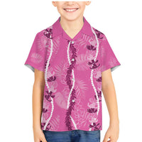 Hawaii Maile Lei Family Matching Mermaid Dress and Hawaiian Shirt With Pink Monstera Pattern