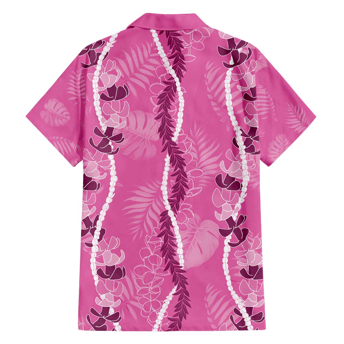 Hawaii Maile Lei Family Matching Off The Shoulder Long Sleeve Dress and Hawaiian Shirt With Pink Monstera Pattern
