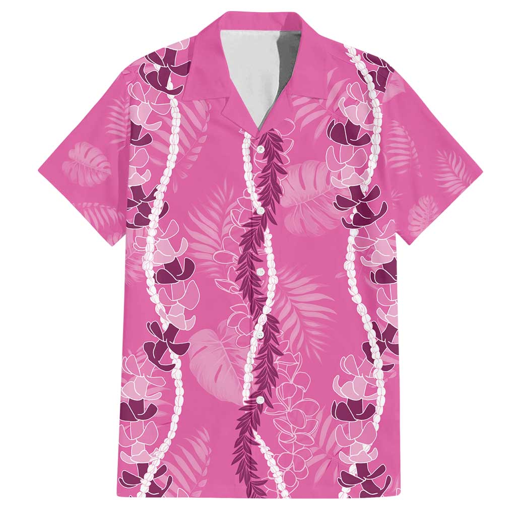 Hawaii Maile Lei Family Matching Summer Maxi Dress and Hawaiian Shirt With Pink Monstera Pattern