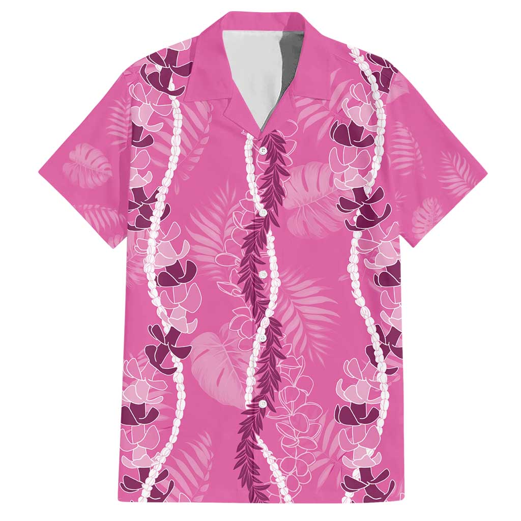 Hawaii Maile Lei Hawaiian Shirt With Pink Monstera Pattern