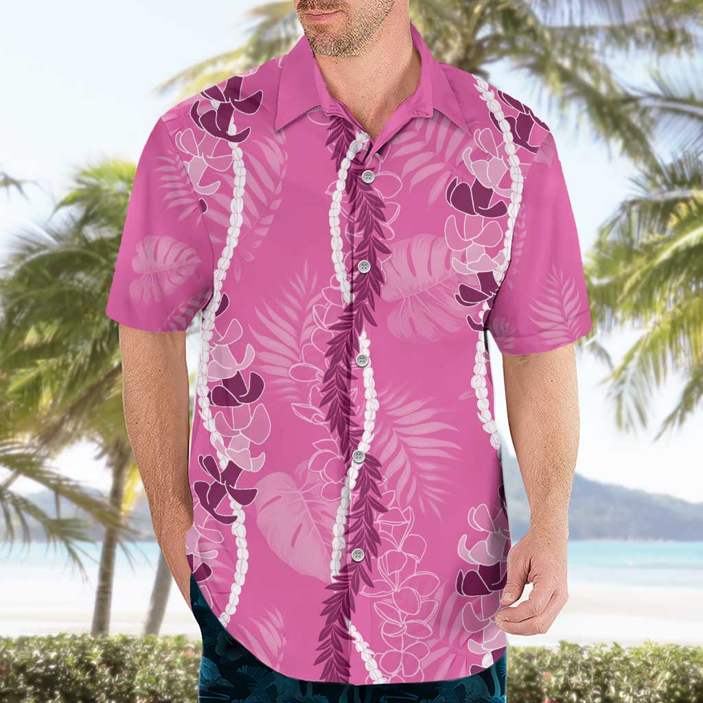 Hawaii Maile Lei Hawaiian Shirt With Pink Monstera Pattern