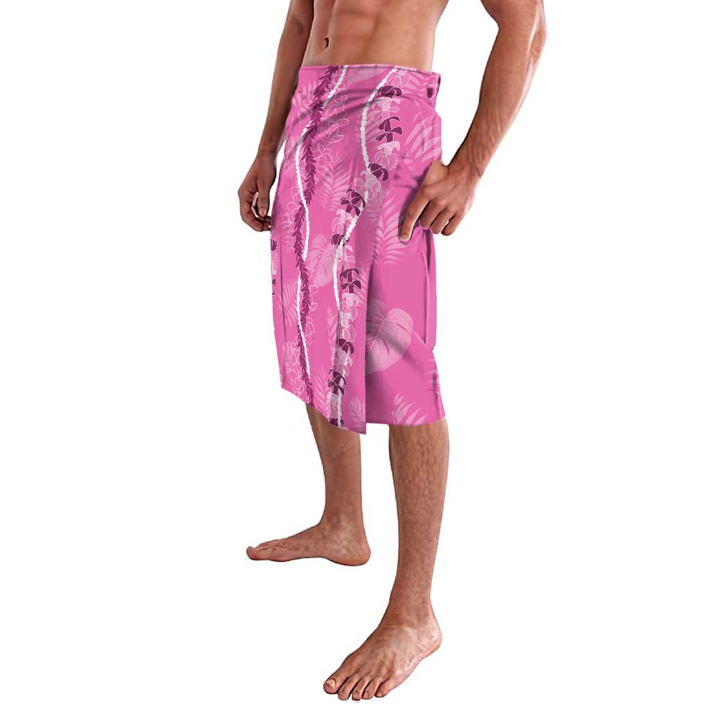Hawaii Maile Lei Lavalava With Pink Monstera Pattern