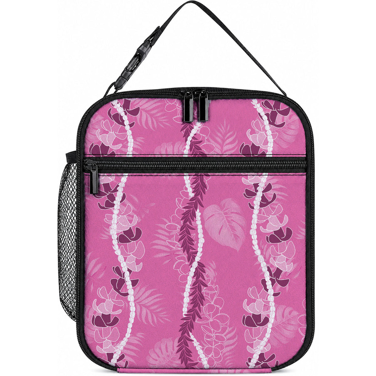 Hawaii Maile Lei Lunch Bag With Pink Monstera Pattern