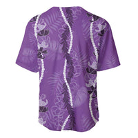 Hawaii Maile Lei Baseball Jersey With Violet Monstera Pattern LT05 - Polynesian Pride
