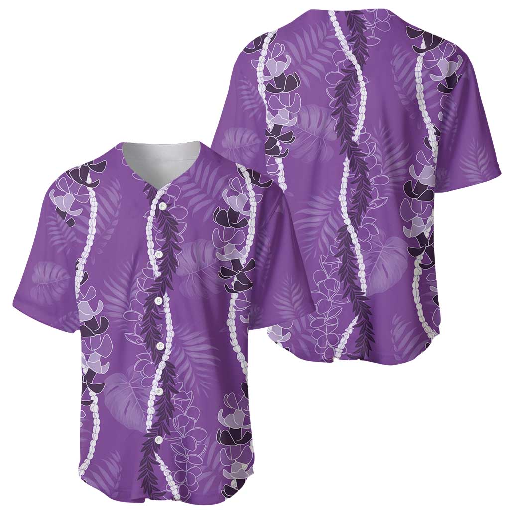 Hawaii Maile Lei Baseball Jersey With Violet Monstera Pattern LT05 - Polynesian Pride