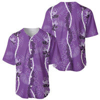 Hawaii Maile Lei Baseball Jersey With Violet Monstera Pattern LT05 - Polynesian Pride