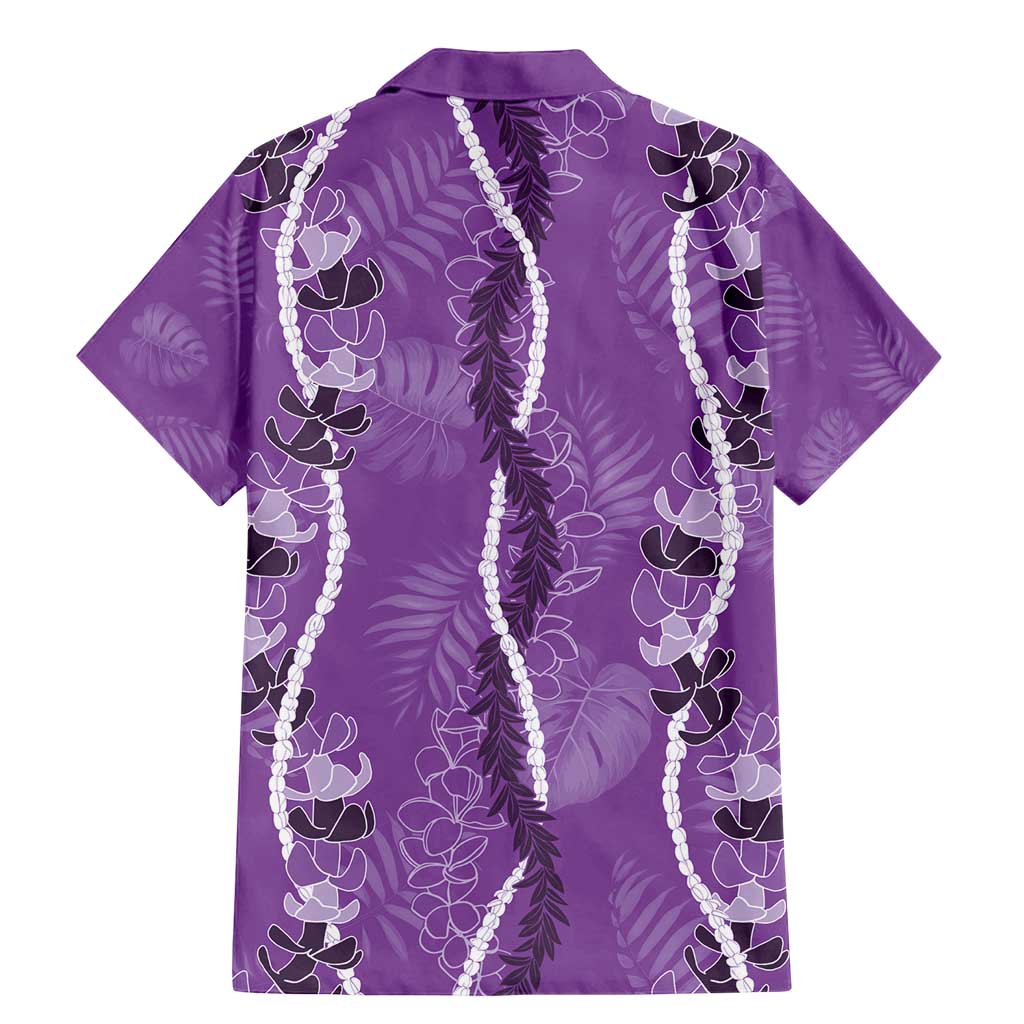 Hawaii Maile Lei Family Matching Mermaid Dress and Hawaiian Shirt With Violet Monstera Pattern