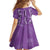 Hawaii Maile Lei Family Matching Off The Shoulder Long Sleeve Dress and Hawaiian Shirt With Violet Monstera Pattern