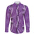 Hawaii Maile Lei Family Matching Off The Shoulder Long Sleeve Dress and Hawaiian Shirt With Violet Monstera Pattern