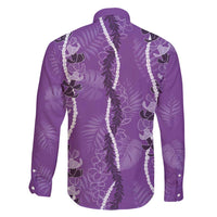 Hawaii Maile Lei Family Matching Puletasi and Hawaiian Shirt With Violet Monstera Pattern