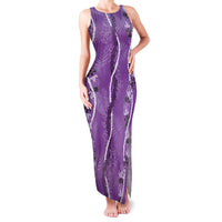 Hawaii Maile Lei Family Matching Tank Maxi Dress and Hawaiian Shirt With Violet Monstera Pattern