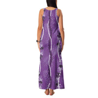 Hawaii Maile Lei Family Matching Tank Maxi Dress and Hawaiian Shirt With Violet Monstera Pattern