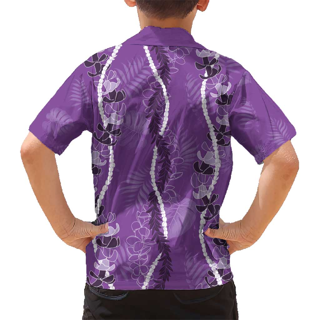 Hawaii Maile Lei Hawaiian Shirt With Violet Monstera Pattern