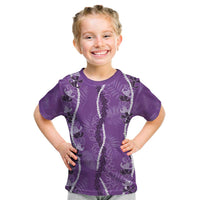 Hawaii Maile Lei Kid T Shirt With Violet Monstera Pattern LT05 Violet - Polynesian Pride