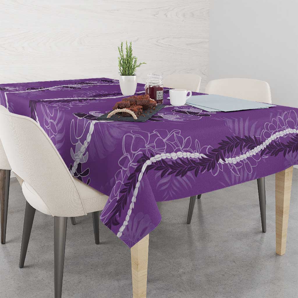 Hawaii Maile Lei Tablecloth With Violet Monstera Pattern LT05 - Polynesian Pride