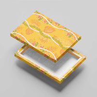 Hawaii Maile Lei Canvas Wall Art With Yellow Monstera Pattern