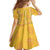 Hawaii Maile Lei Family Matching Off The Shoulder Long Sleeve Dress and Hawaiian Shirt With Yellow Monstera Pattern
