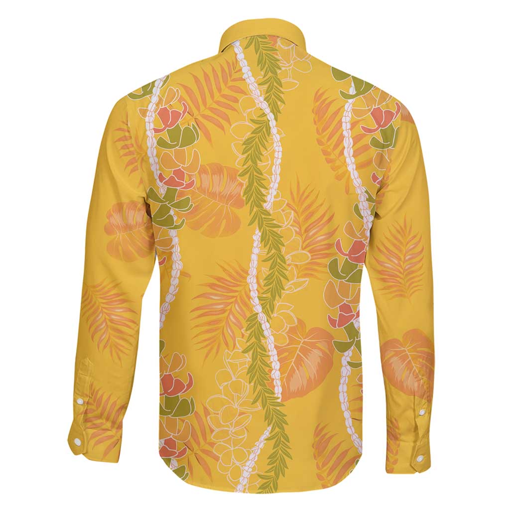 Hawaii Maile Lei Family Matching Off Shoulder Maxi Dress and Hawaiian Shirt With Yellow Monstera Pattern