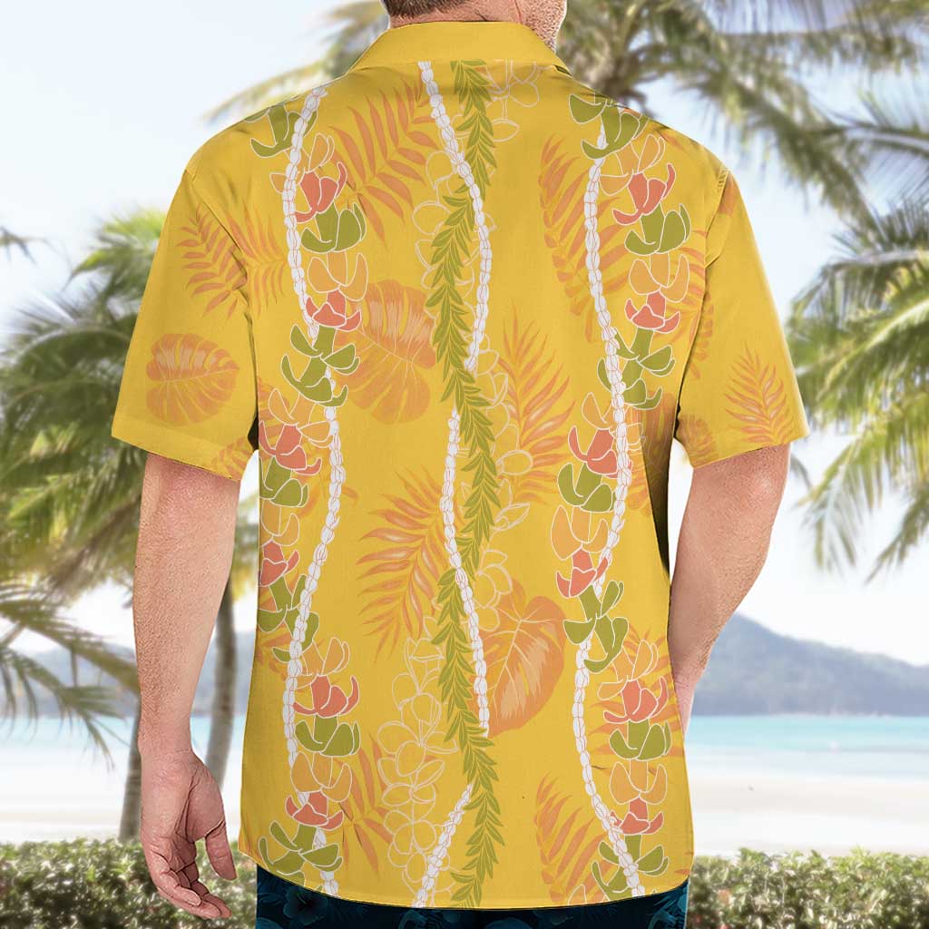 Hawaii Maile Lei Hawaiian Shirt With Yellow Monstera Pattern