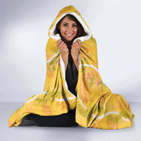 Hawaii Maile Lei Hooded Blanket With Yellow Monstera Pattern