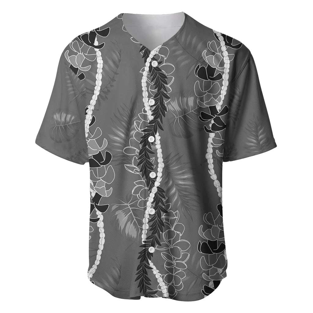 Hawaii Maile Lei Baseball Jersey With Gray Monstera Pattern LT05 Gray - Polynesian Pride