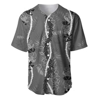 Hawaii Maile Lei Baseball Jersey With Gray Monstera Pattern LT05 Gray - Polynesian Pride