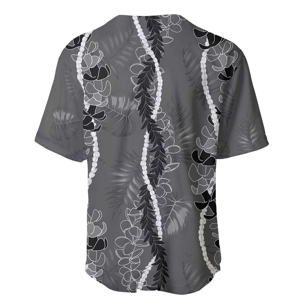 Hawaii Maile Lei Baseball Jersey With Gray Monstera Pattern LT05 - Polynesian Pride