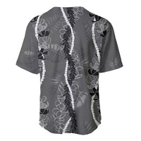 Hawaii Maile Lei Baseball Jersey With Gray Monstera Pattern LT05 - Polynesian Pride