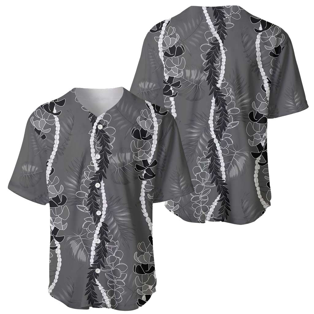 Hawaii Maile Lei Baseball Jersey With Gray Monstera Pattern LT05 - Polynesian Pride