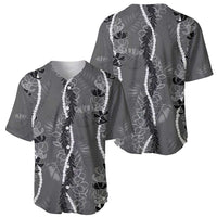 Hawaii Maile Lei Baseball Jersey With Gray Monstera Pattern LT05 - Polynesian Pride